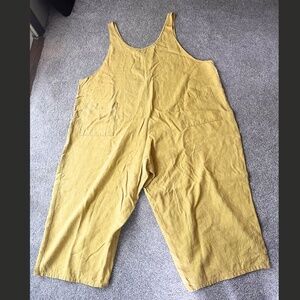 Nettle Studios Linen Mustard Yellow Overalls Women's Size 3XL